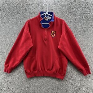 VTG Canterbury Of New Zealand Sweatshirt Men M Red Logo Pockets 1/4 Zip Pullover